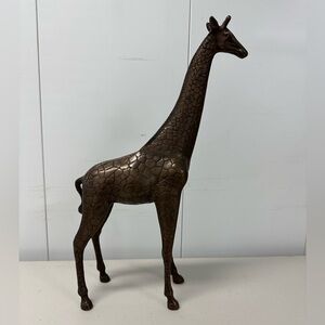 Vintage Bronze Giraffe Sculpture Statue - 17” Tall